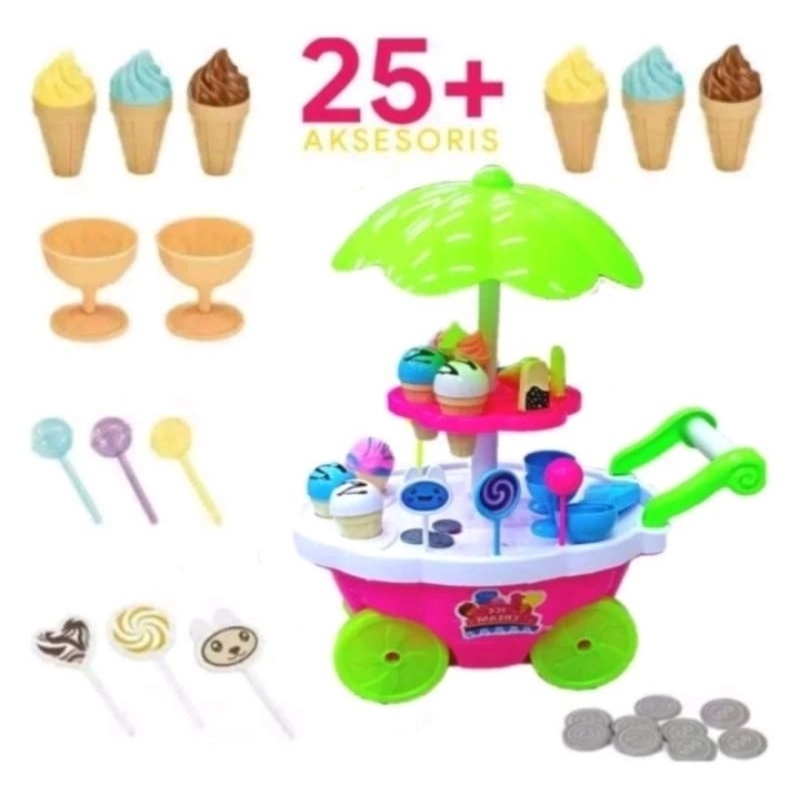 FI 540/MAINAN ANAK GEROBAK ES CREAM DORONG JUMBO/MAINAN ANAK EDUKASI JUAL JUALAN ES CREAM/ES CREAM M