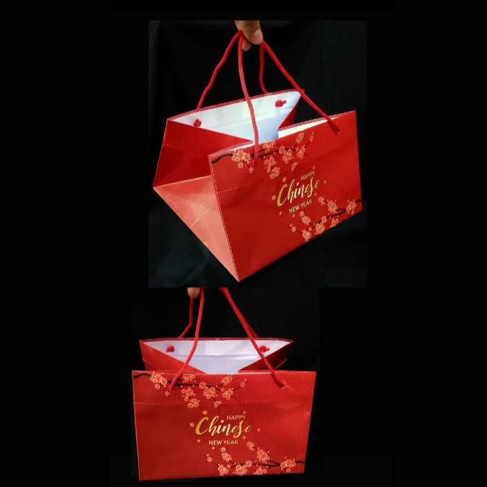 

( 5pcs ) Paper bag merah imlek 22x24x15 cm tas kantong cny paperbag hampers goodie bag sincia
