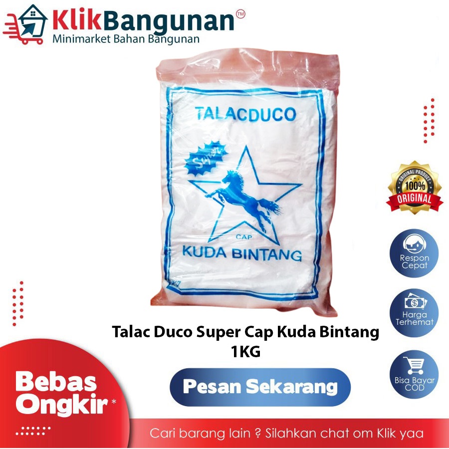 TALAC DUCO BUBUK SUPER CAP KUDA BINTANG 1KG / TALK DUCO / TALAK DUCO / TALEK DUCO / TALC DUCO