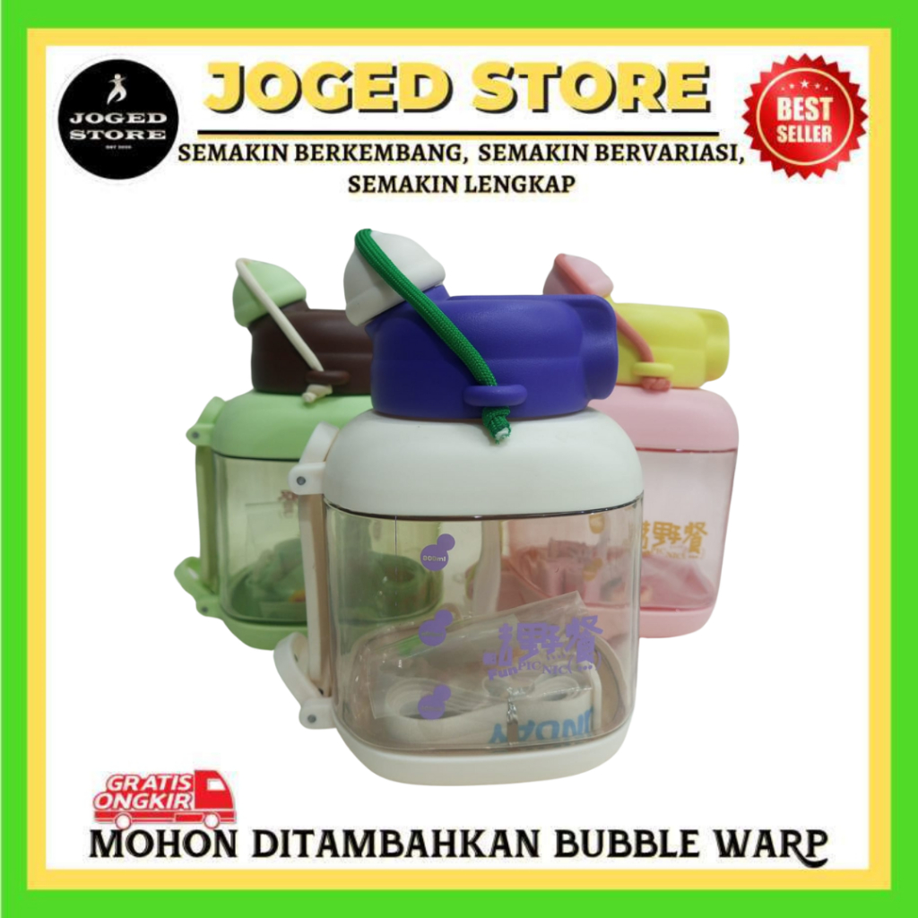 BOTOL MINUM ANAK FREE TALI + SEDOTAN FUN PICNIC | BOTOL MINUM PLASTIK