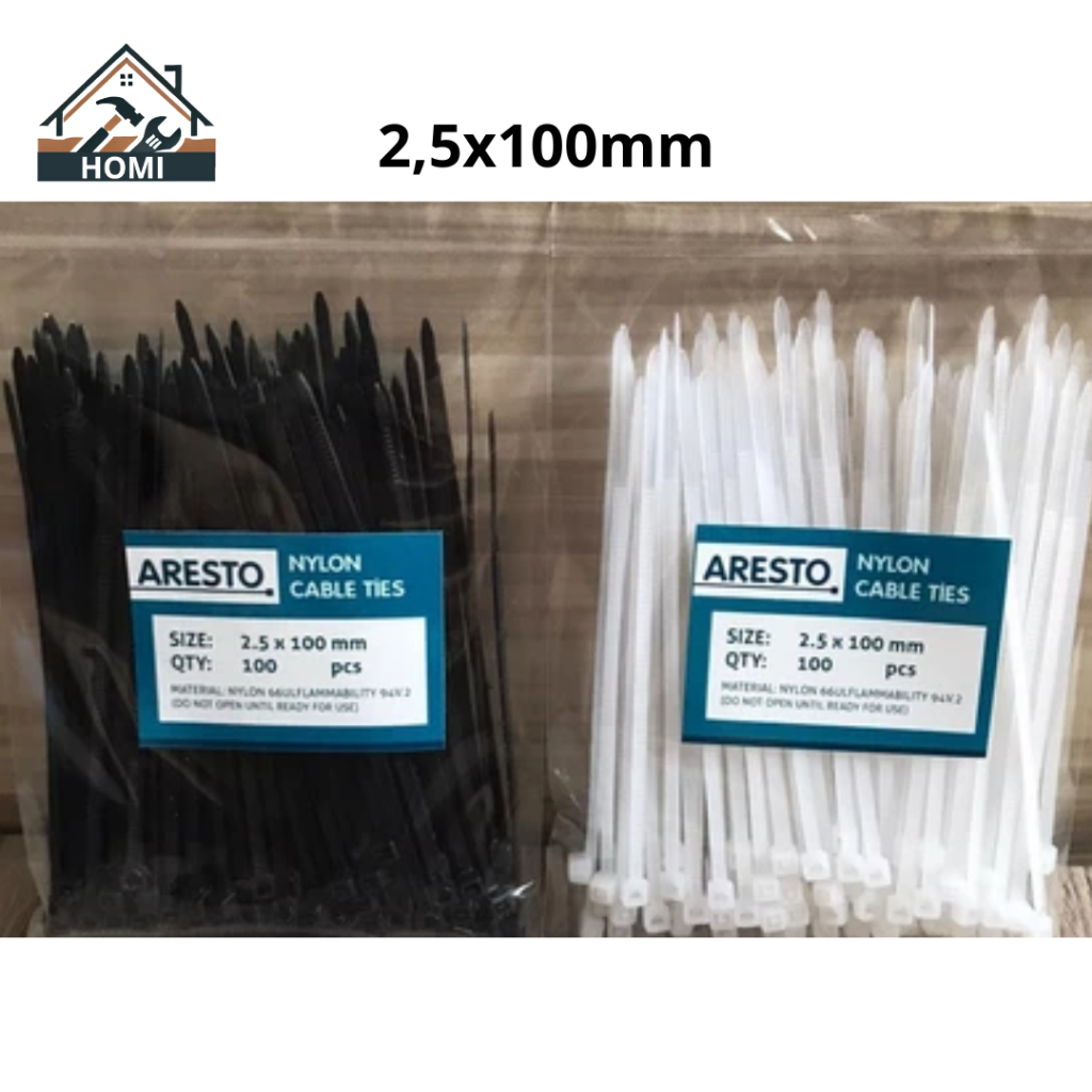 

(Isi 100 pcs) Kabel Ties Aresto 2,5x100mm; hitam dan putih