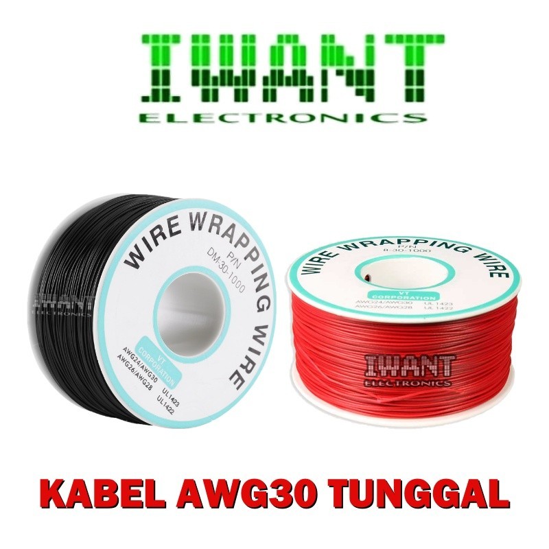 KABEL JUMPER TUNGGAL AWG30 RED BLACK PER 1 METER KABEL WIRE AWG 30 JUMPER WIRE PCB AWG30 MERAH HITAM