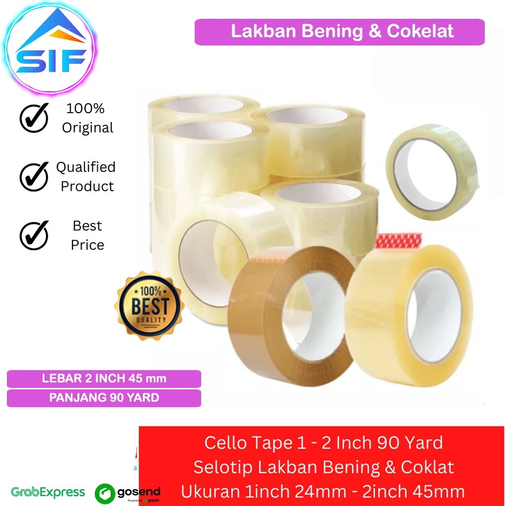 

Lakban bening coklat Besar 100 yard 2 inch Tape Perekat Kuat Untuk Packing Online Murah Bagus Lekat
