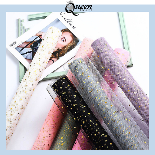 

Pembungkus Bunga Gold Star Glitter Korea Kertas Buket Bunga Motif Star Moon KB47