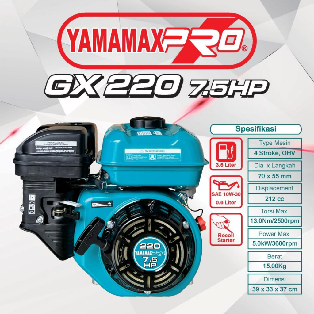 Mesin Penggerak Yamamax Pro GX220 / Engine Yamamax Pro 7.5HP