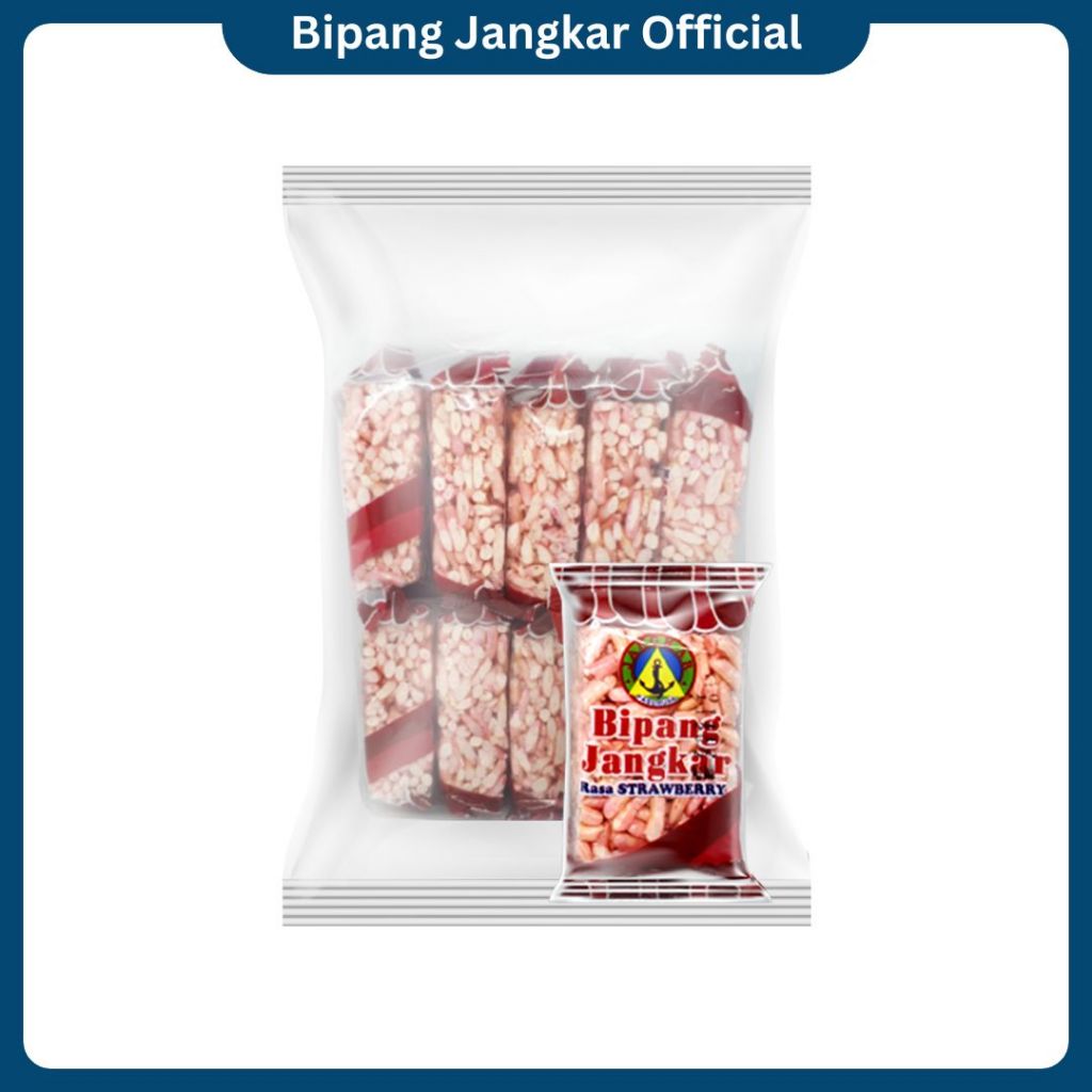 

BIPANG/JIPANG/PUFF RICE JANGKAR PASURUAN ANEKA BUAH RASA STRAWBERRY ISI 10 PCS CAMILAN