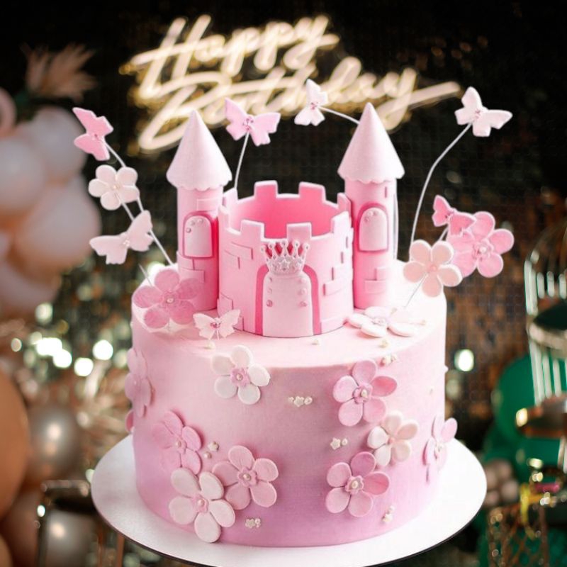 

pink castle cake