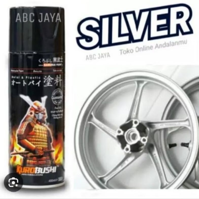 Cat Pilok Samurai Paint 124 Silver 400ml Silfer Solid Mengkilap Gloss Glossy Pilox Pylox Velg Otomot