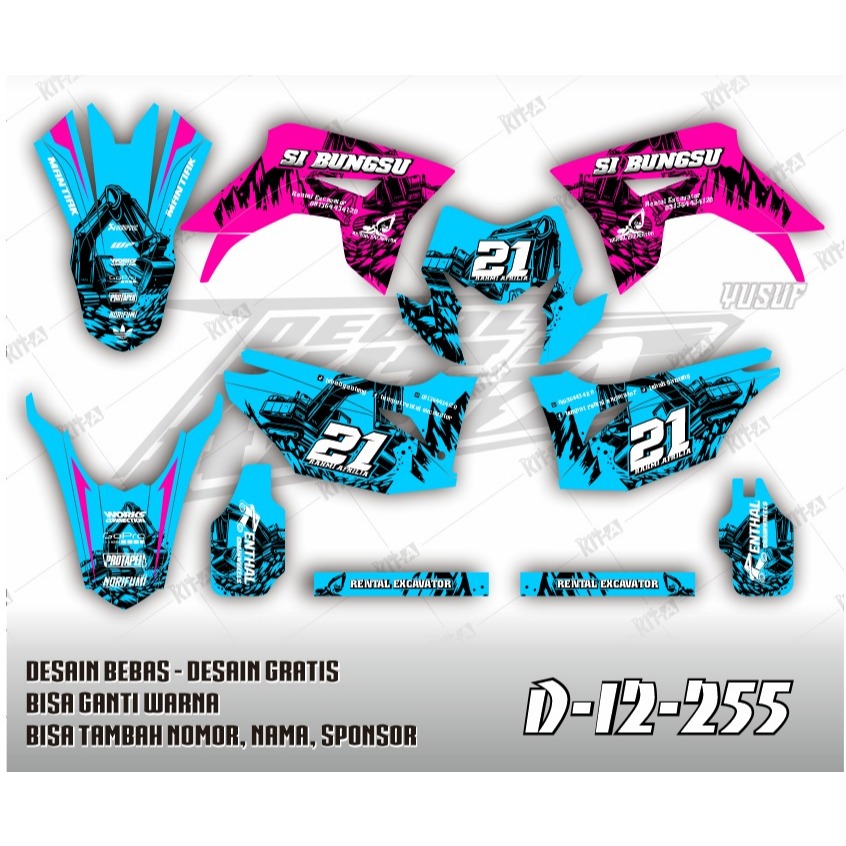 Decal Honda CRF 150L MOTIF SUPERMOTO GIRLY BIRU PINK D-I2-267 I2-255