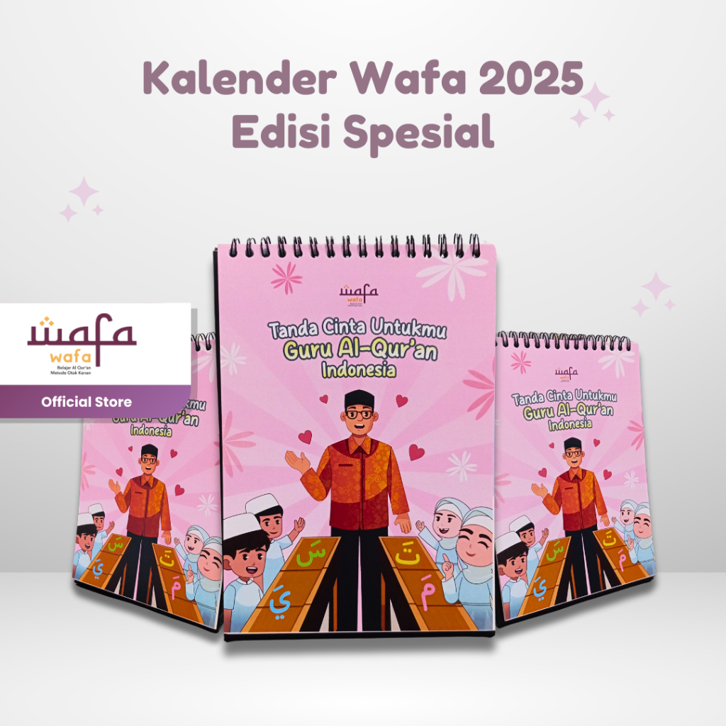 

Kalender Wafa 2025 - Souvenir & Merchandise Wafa - Wafa Belajar Al-Quran Metode Otak Kanan