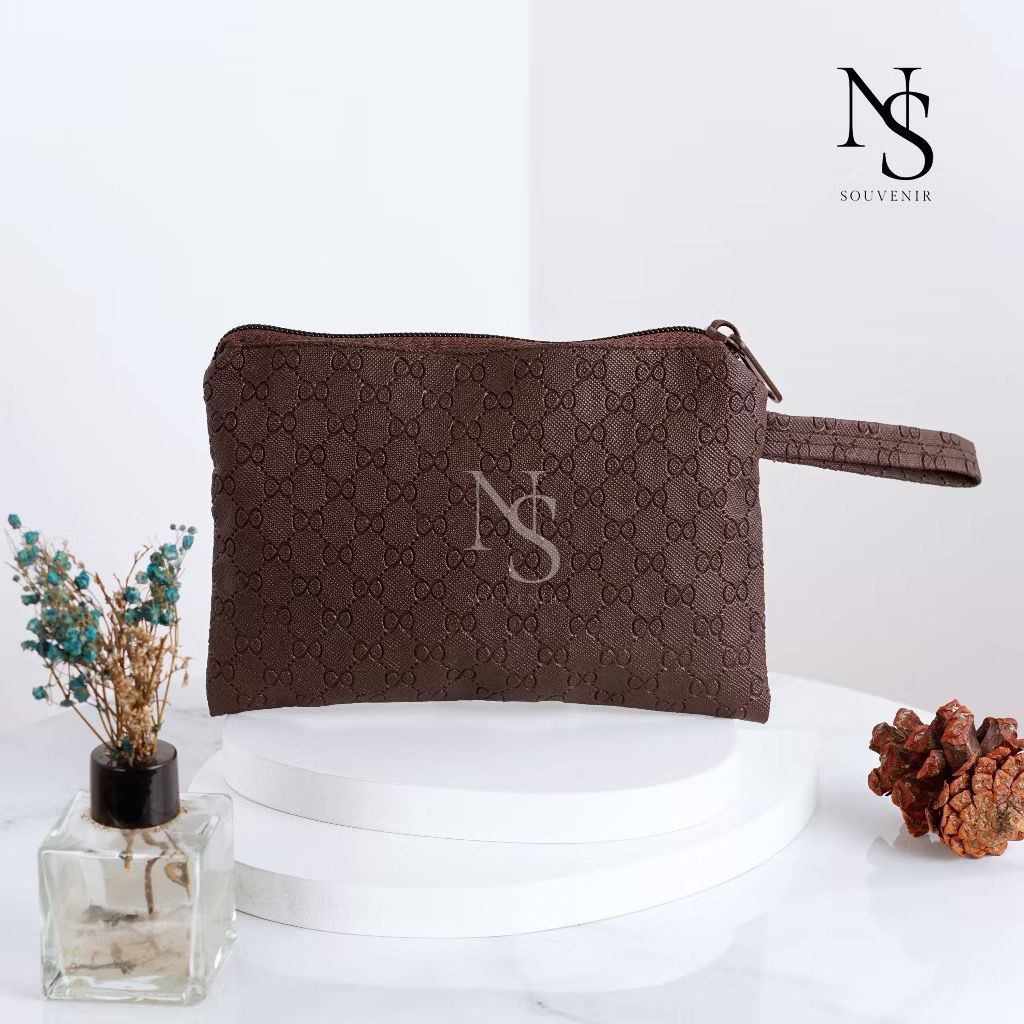 Pouch kapal motif bowties 16 dan 23 sovenir pernikahan dompet pouch clutch kosmetik makeup murah sou