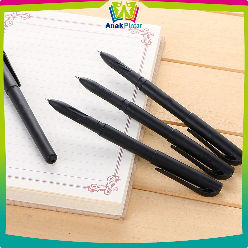 

Pena Alat Tulis Kantor Sekolah Pens Black / Pulpen Hitam 0.7mm Motif Polos Tinta Hitam Simple Ballpoint Anak Pintar A45