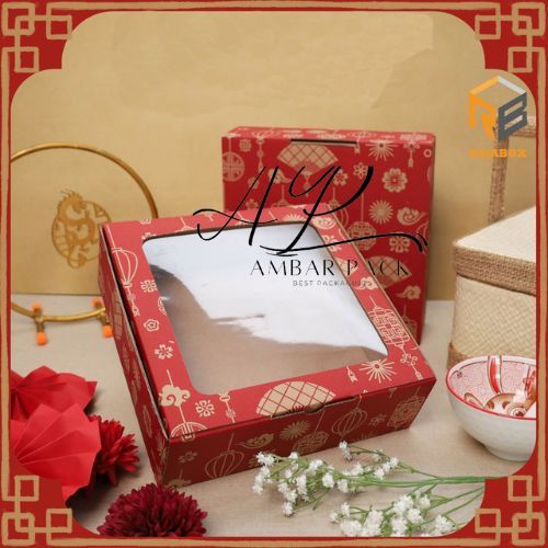 

(10 pcs) kardus die cut tutup jendela mika dus kotak pudding box parcel hantaran imlek sincia cny chinese new year ukuran 22x22x7cm