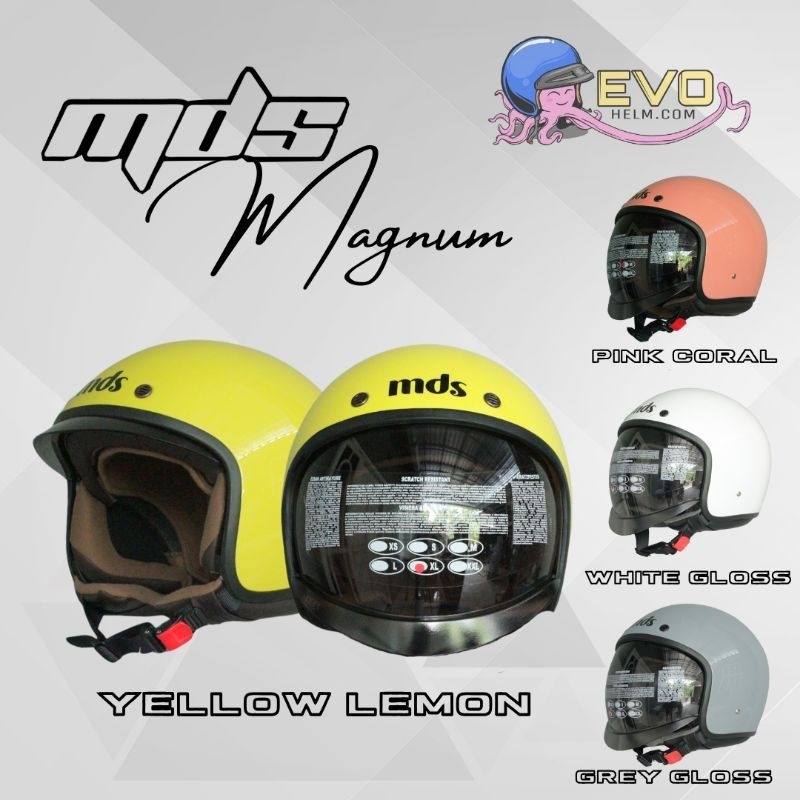 HELM MDS MAGNUM SOLID ORIGINAL, HELM WANITA PRIA DEWASA, HELM HALF FACE VISOR, MDS HELMET OFFICIAL