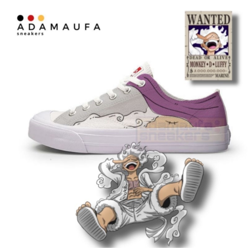 Ventela One Piece Custom Monkey D Luffy Gear 5 Sepatu Lukis Pria Wanita Cewek Cowok Unisex