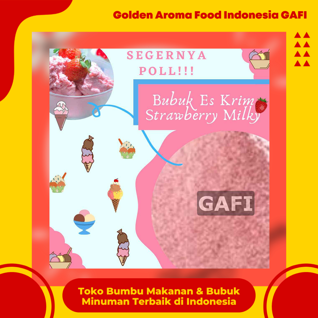 

Bubuk Es krim Strawberry milky 1 Kg Murah Meriah Terdekat Kiloan Magic Ice Crem Premix Instant Premium/ Bubuk Bahan Ice Cream Instan Rasa Strawberry milky Powder Bahan Bubuk Es krim GAFI