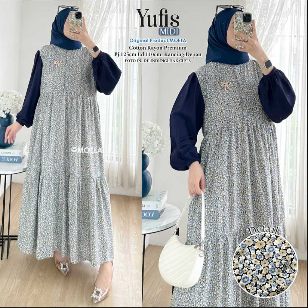 SERIN MIDI MOELA ORI gamis rayon viscose premium
