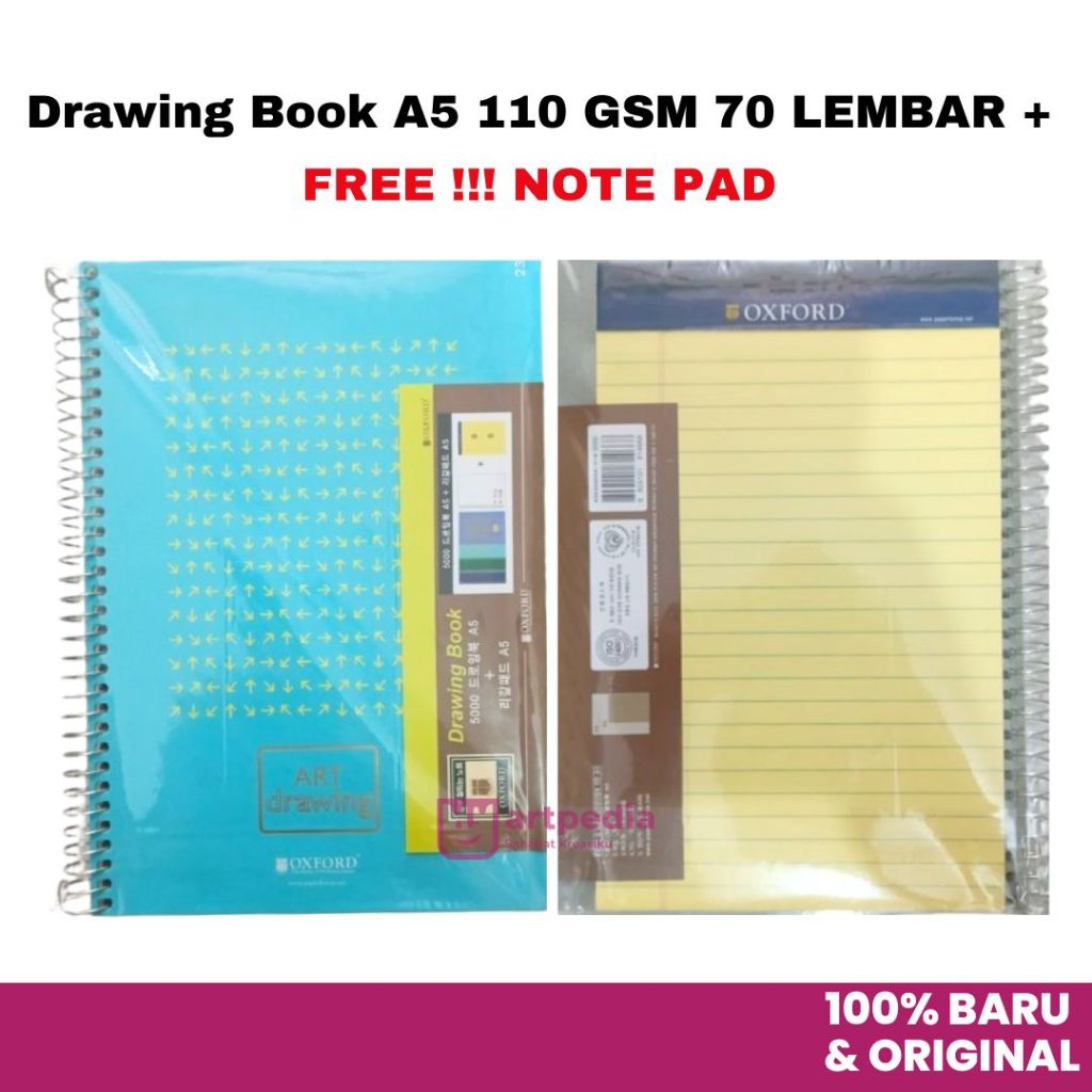 

OXFORD DRAWING BOOK A5 + INCLUDE NOTE PAD / BUKU SKETSA SPIRAL 70 SHEEET 110GSM