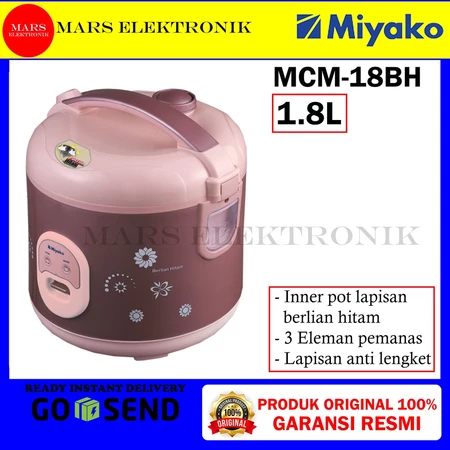 MIYAKO RICE COOKER - MCM-18BH / KAPASITAS 1,8 LITER / PANCI BERLIAN HITAM /  MCM 18 BH / PENANAK NAS