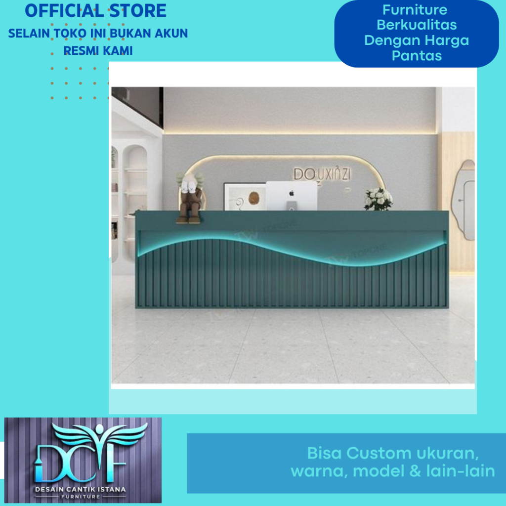 Meja Receptionist Salon Kecantikan Free Lampu Led Strip