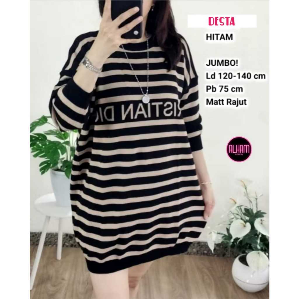 BLOUSE RAJUT WANITA OVERSIZE LD 130 MOTIF TERBARU PAKAIAN WANITA BAJU ATASAN LENGAN PANJANG KEKINIAN
