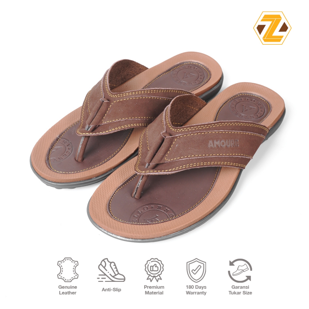 ZEGER Sandal Kulit Pria Casual Jepit - Bellamo 133