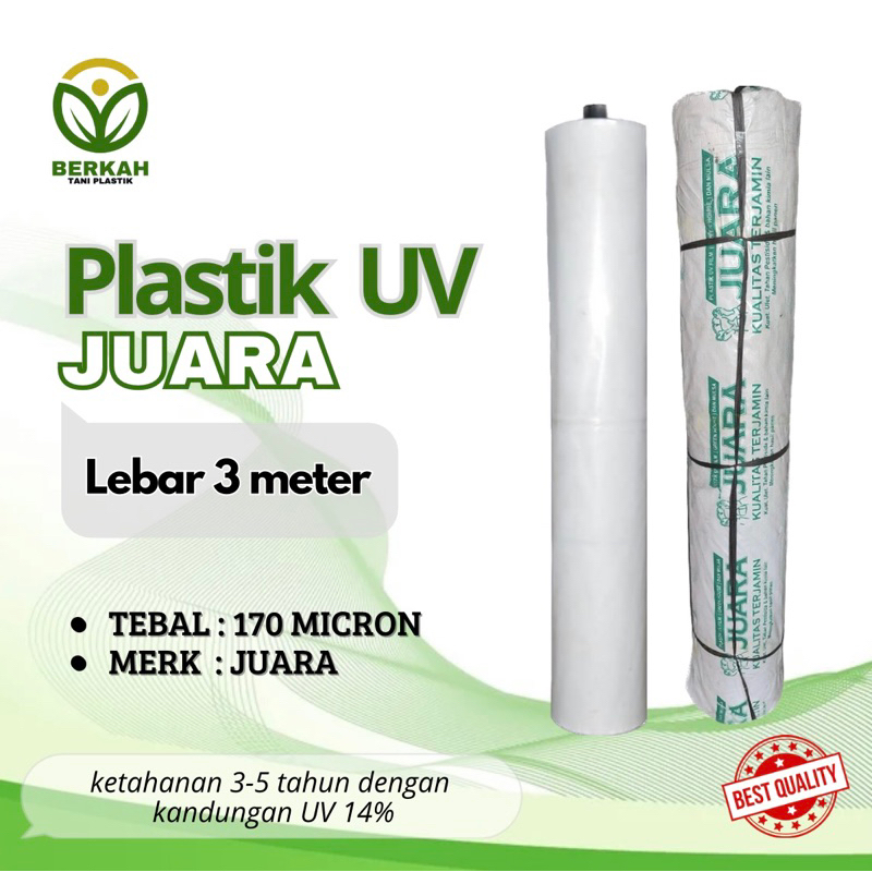 1 ROLL (125 METER) PLASTIK UV LEBAR 3 METER, KETEBALAN 170 MICRON.