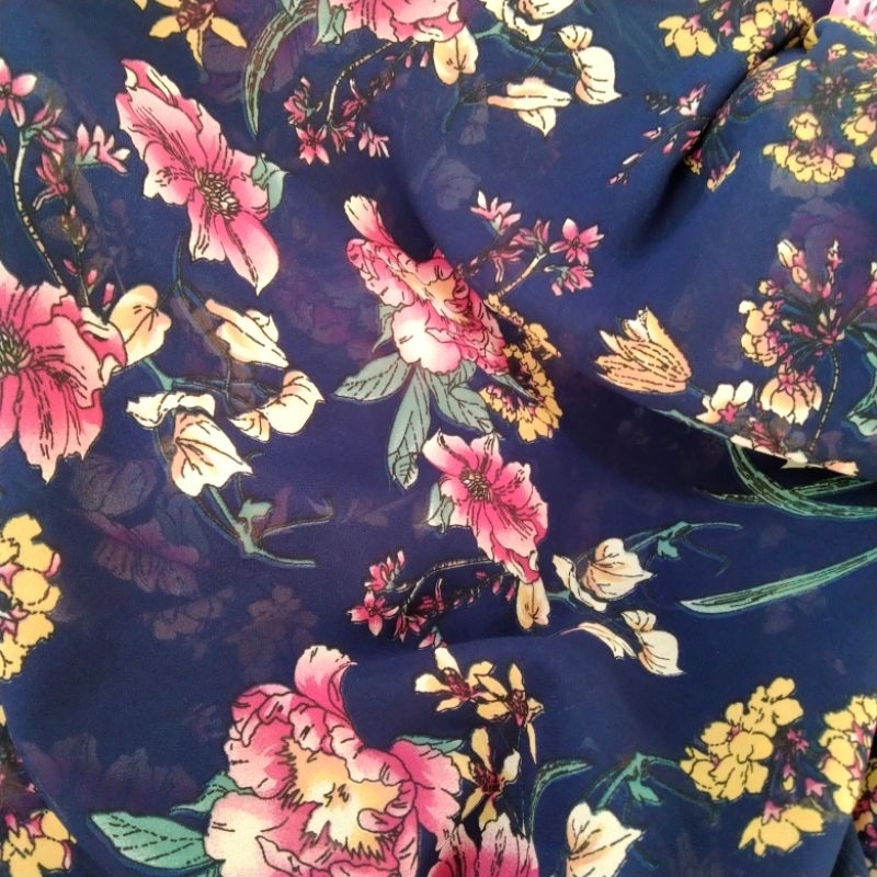 Kain sifon premium | Harga/0,5m | bahan sifon motif bunga | bahan sifon motif | kain sifon motif ...