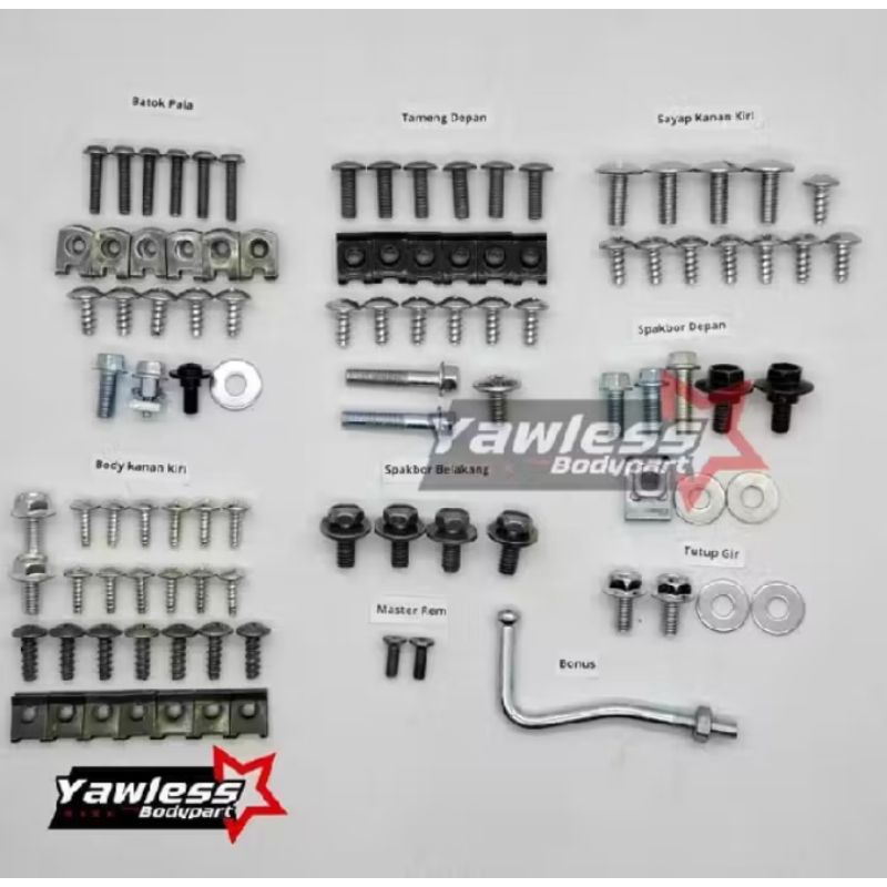 baut body lengkap Honda Revo 100 lama Fullset/baut Honda Revo 100 CC lama full  body