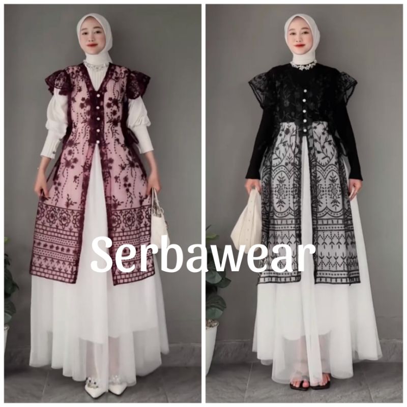 Kamaniya Outer Tunik Tille Brocade Lace Outer  Atasan Wanita |Outer Kondangan | Outer Lebaran | Oute