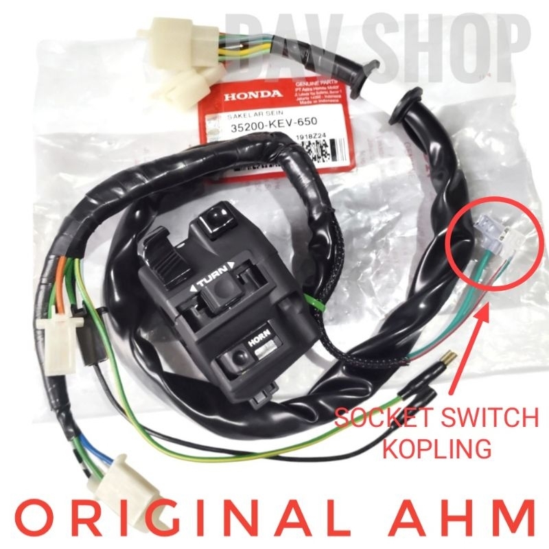 HOLDER LAMPU SEIN/SWITCH SAKLAR KIRI PNP SUPRA XX SUPRA V KOPLING ORIGINAL AHM & CKD