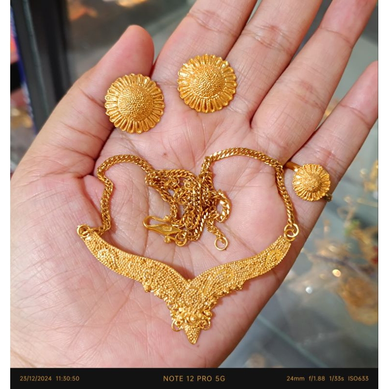 set perhiasan alpaka bali lapis emas