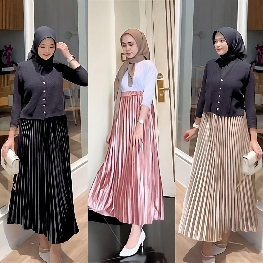 BISA COD-ROK PLISKET MIDI TANGGUNG / ROK PLISKET VELVET BLUDRU 7/8 / ROK BLUDRU 7/8 ROK VELVET