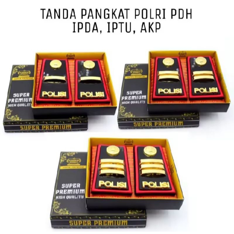Pangkat PDH Perwira Polri Ipda Iptu Akp Model Akrilik Lis Bordir Merah