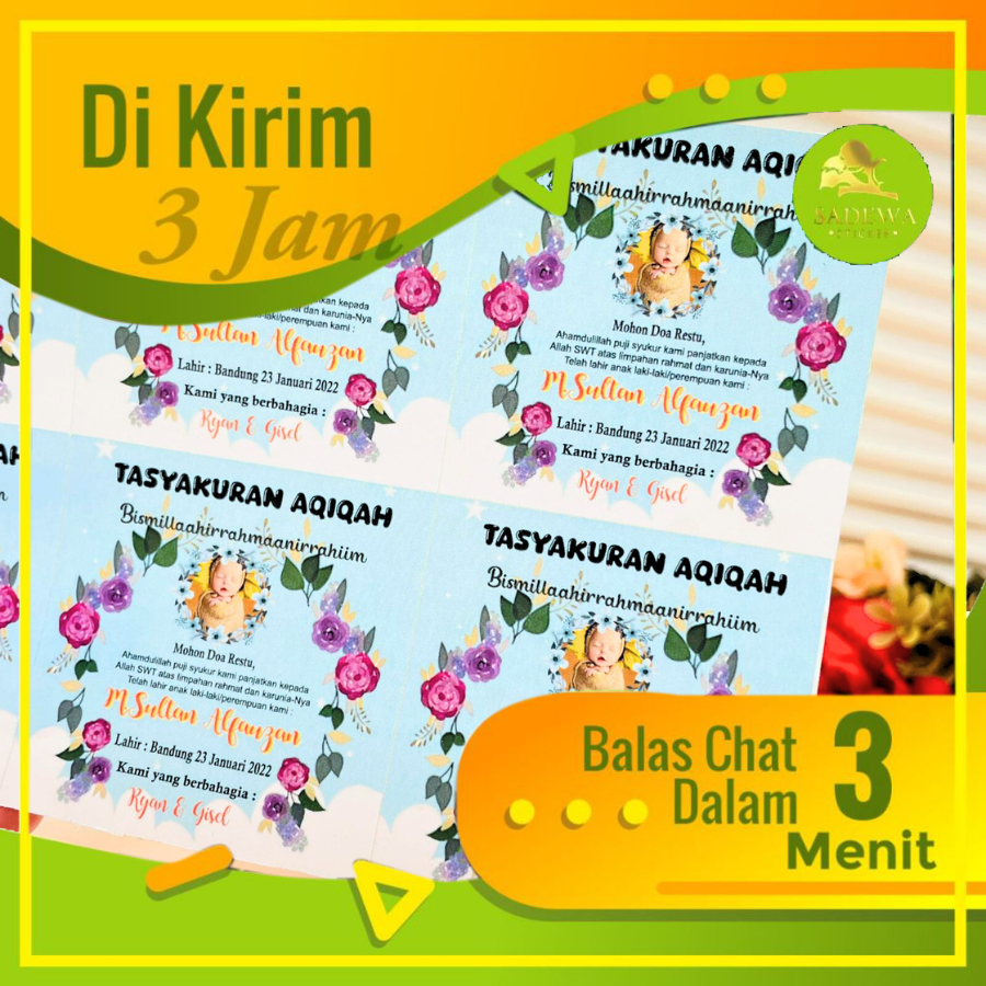 

2-4 Sadewa Stiker Tasyakuran Aqiqah Bayi Label Stiker Syukuran Iqqah Anak Bentuk Kotak Uk.Kecil