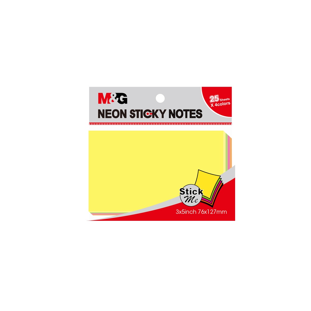 

TBMO M&G 3X5` STICKY NOTES 100S NEON COLOR (25SX4COLOR) 76X127MM - 106224/YS-185