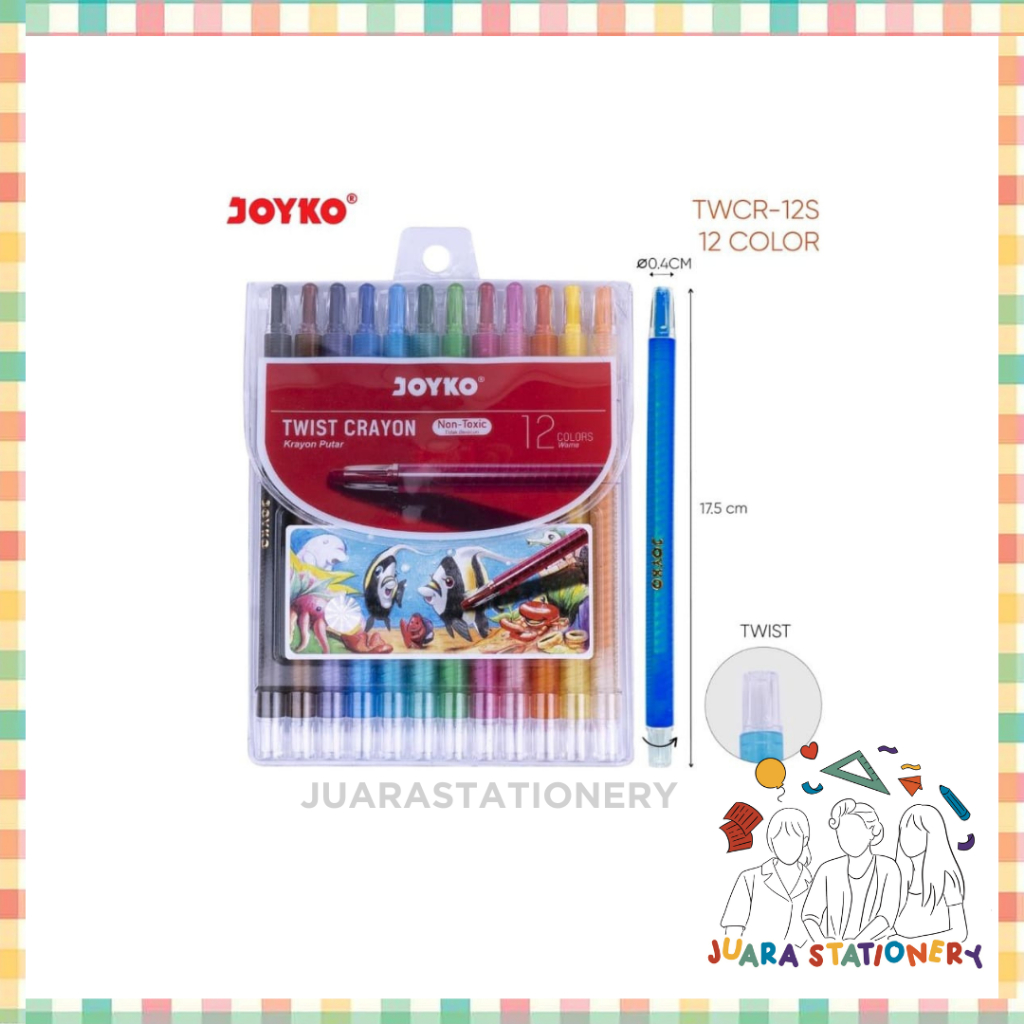 

(28039) Crayon Putar Joyko 12 Warna Panjang / Crayon anak krayon mewarnai crayon