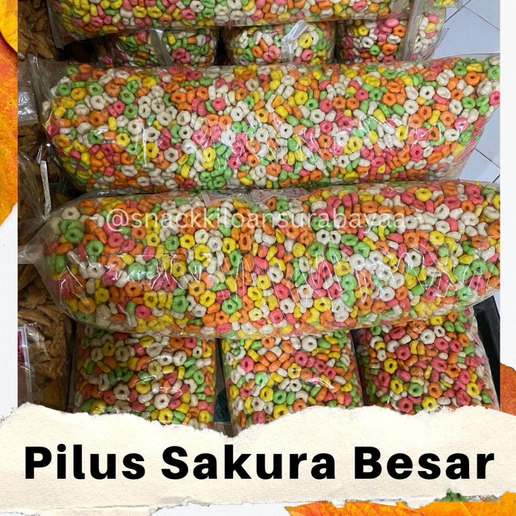 

Pilus Sakura Rainbow Besar 1 BALL ( 4 KG )/ Snack Kiloan Murah/ Mak E Dor