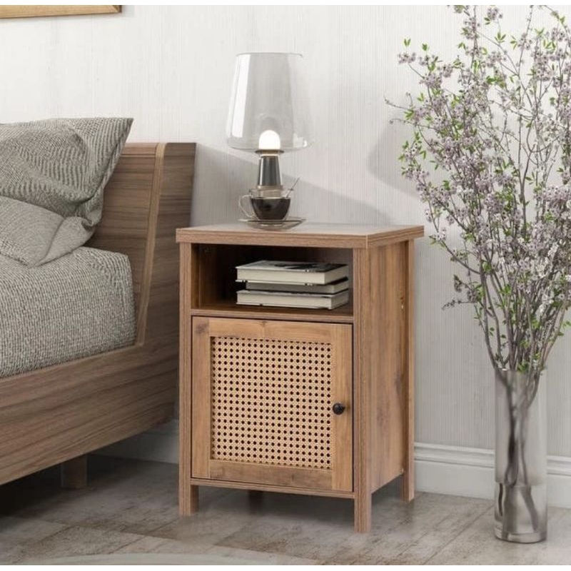 nakas kayu jati/nakas rotan/meja nakas jati rotan