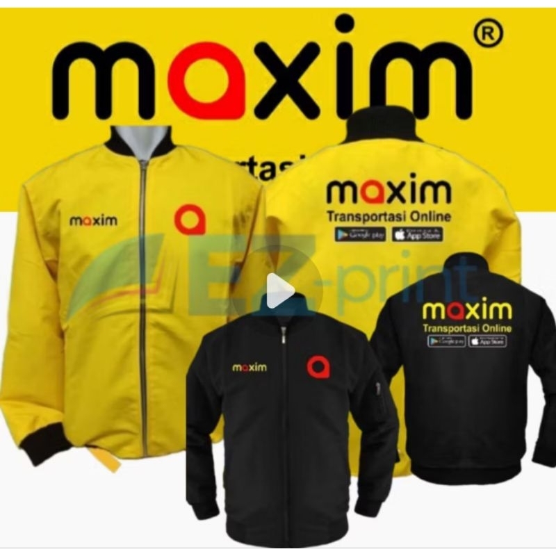 Jaket Bomber Driver  Ma#xim Warna Kuning/Jaket Bomber Driver Tranportasi Online Pria Dan Wanita