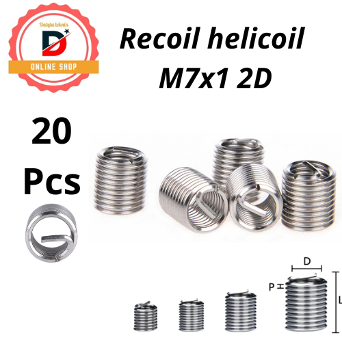 20Pcs Recoil M7x1 2D Recoil Helicoil Verbos Perbaikan Drat rusak