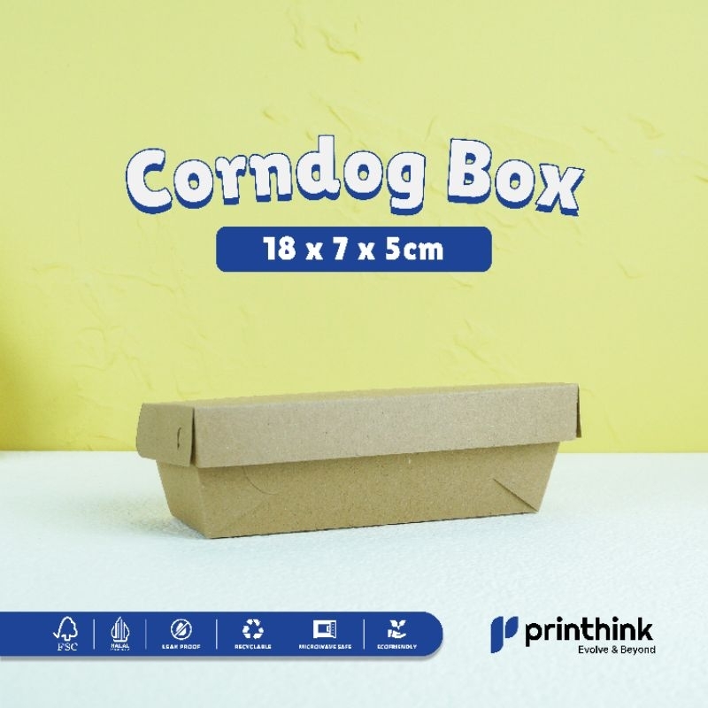 Corndog Box POLOS / Packaging Corndog / Dus Corndog Take Away Kraft PE Food Grade Aman untuk Makanan