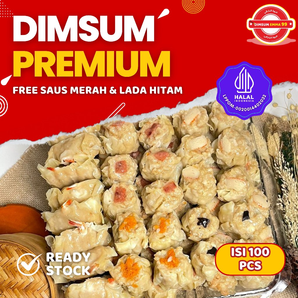 

GROSIR!! Dimsum Ayam Premium Frozen Topping Mix Isi 100 Pcs - Free Saus Merah & Lada Hitam