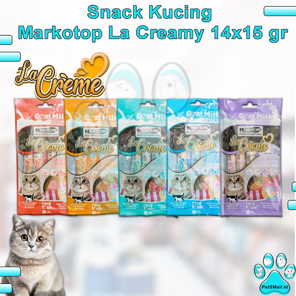 Snack Kucing Markotop Creamy Creme - Cemilan Kucing Liquid 4x15 gram