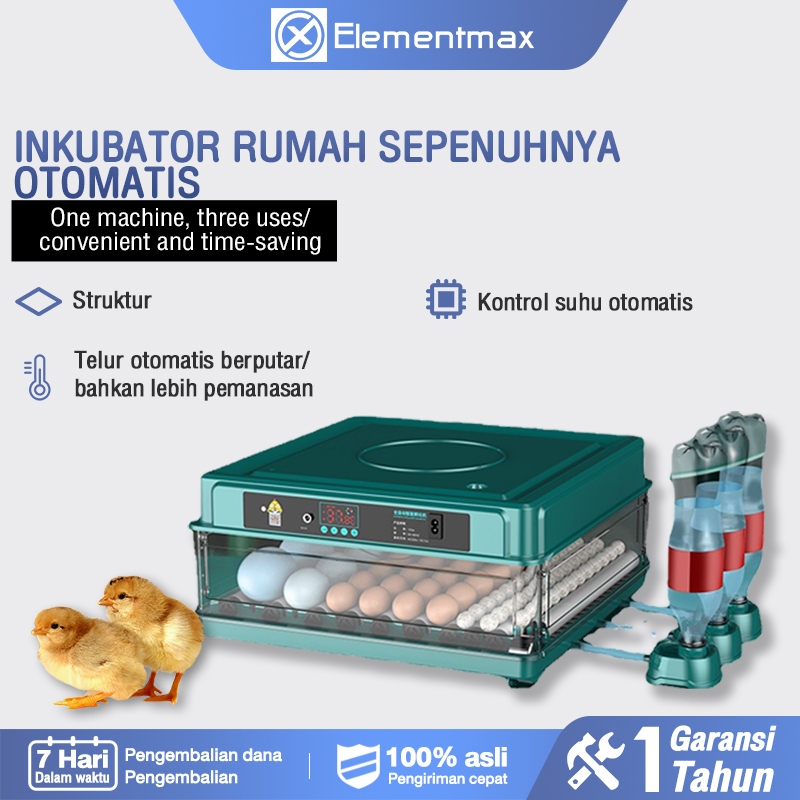 Elementmax 130 Buah Inkubator Otomatis Penuh Inkubator Ayam Cerdas 64 Buah Tempat Tidur Air Otomatis