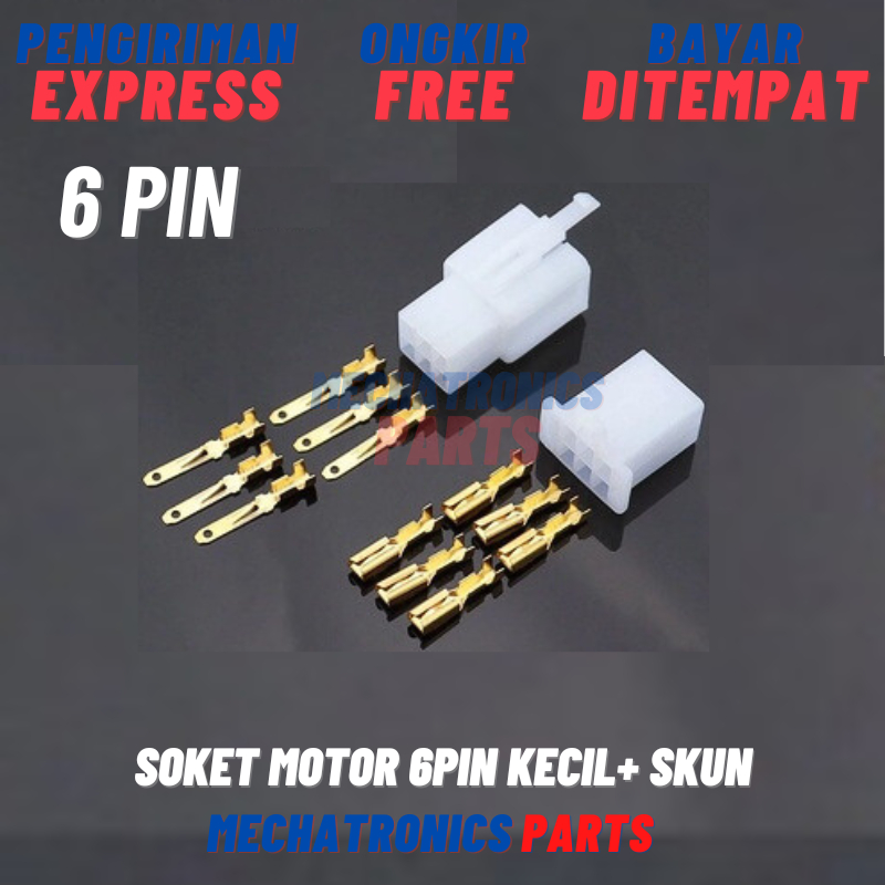 SOKET MOTOR 6PIN KECIL+ SKUN LENGKAP SOCKET 6PIN KONEKTOR KABEL 6PIN