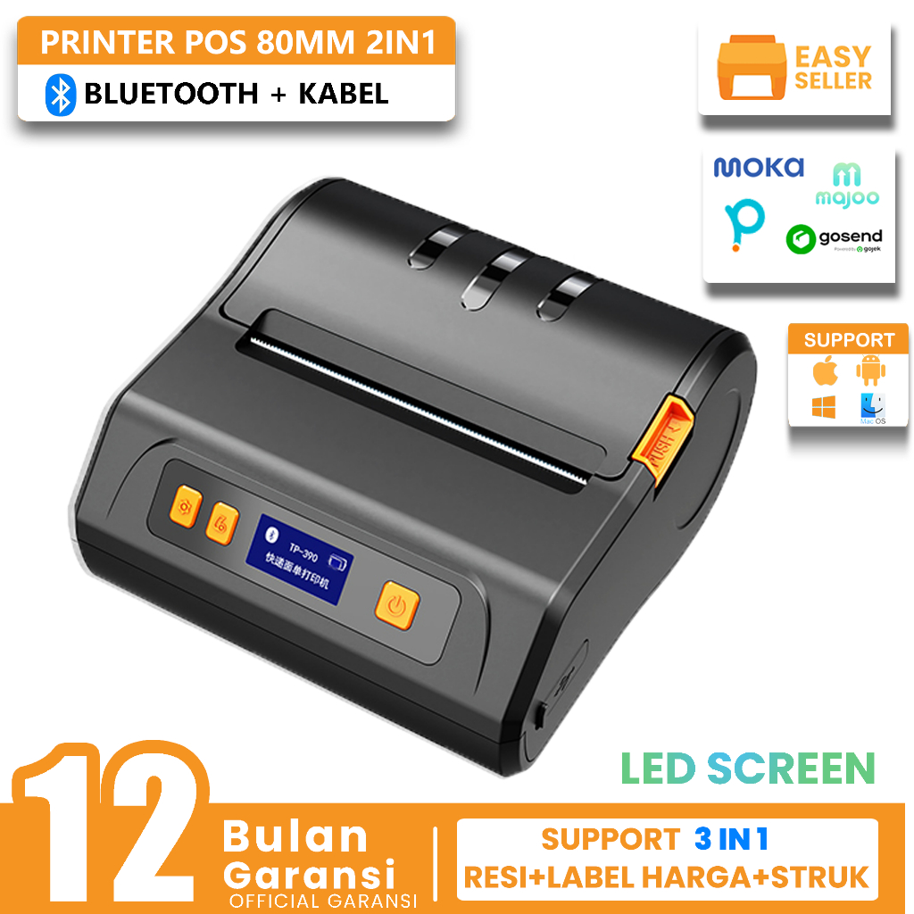 

[Label + Struk] Printer Thermal Portable 80mm Bluetooth Struk Kasir Label Stiker 2in1 Serbaguna Multifungsi Support Struk POS Kasir Label Harga Label Barcode Label Resi [EASYSELLER]