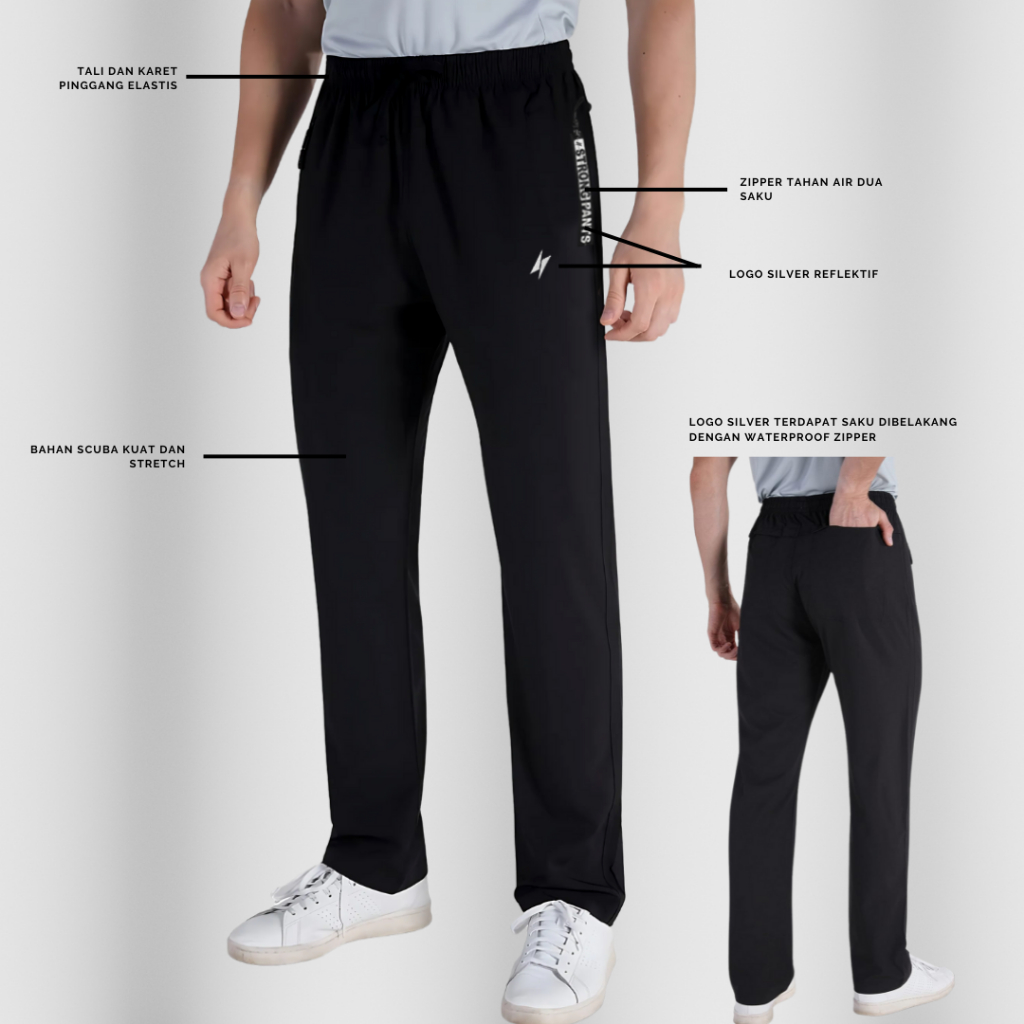Running PANTS Panjang celana Olahraga Kekinian Pria Wanita Warna Hitam Putih Celana Sport