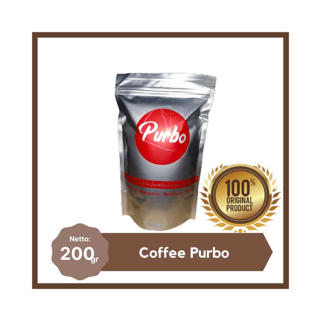 

Bubuk dan biji Kopi Purbo Blend/Arabica/Excelsa/Robusta100% 200gr