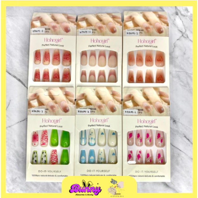 24pcs 3D kuku palsu extension kuku palsu grosir kuku nail alat perawatan kuku perawatan kecantikan M